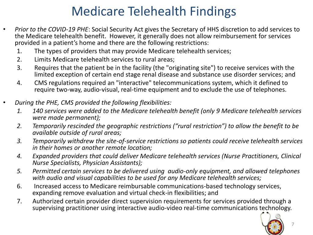 medicare telehealth findings