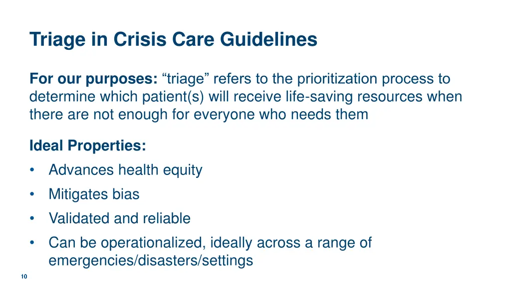 triage in crisis care guidelines