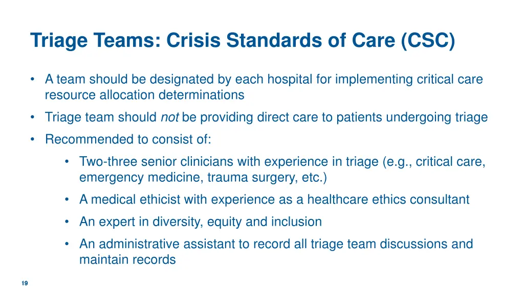 triage teams crisis standards of care csc