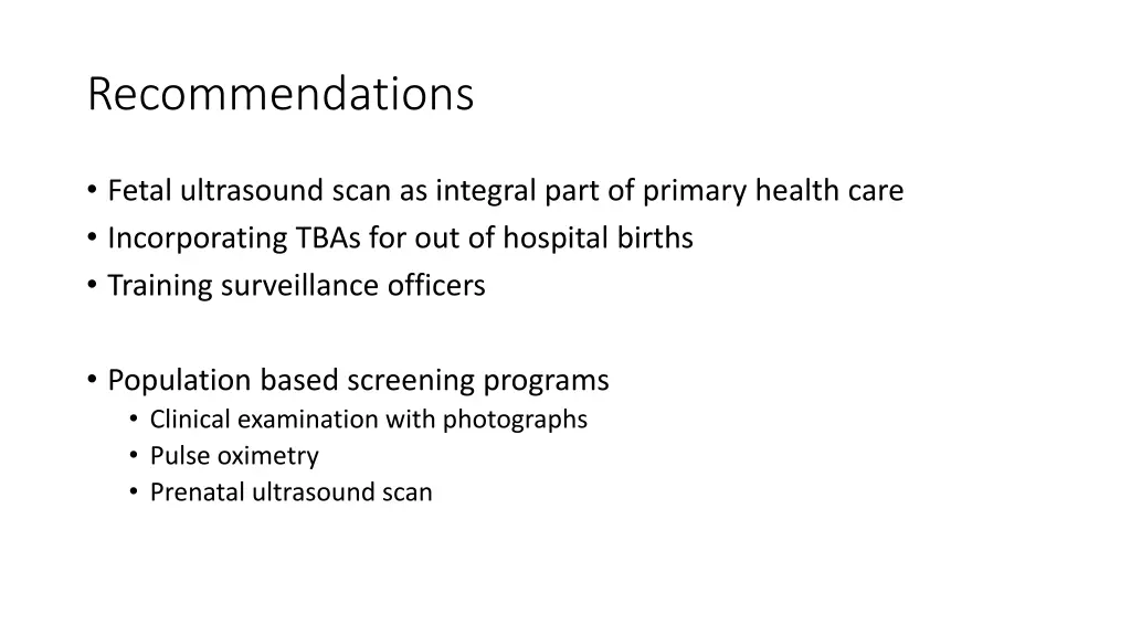 recommendations