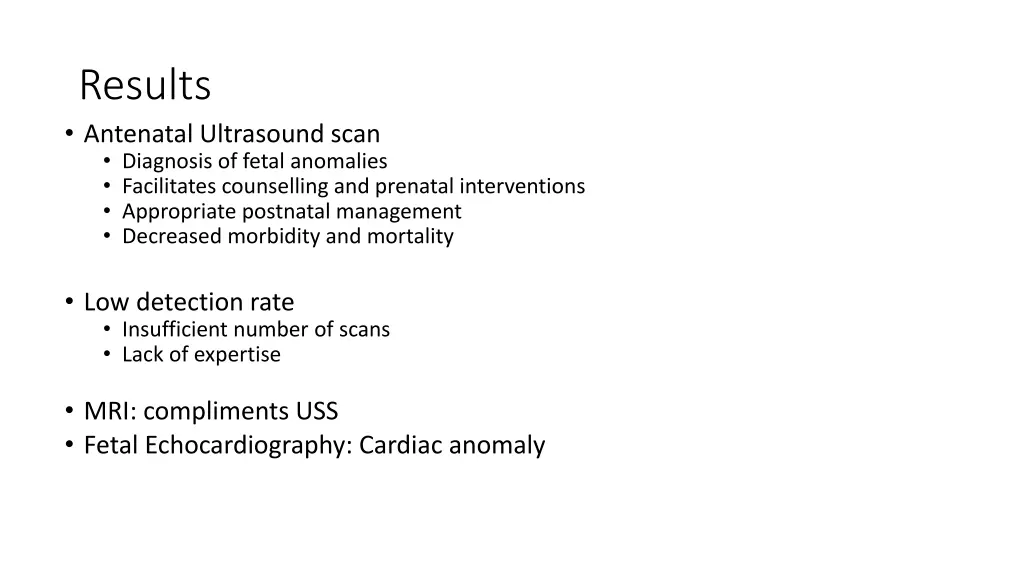 results antenatal ultrasound scan diagnosis