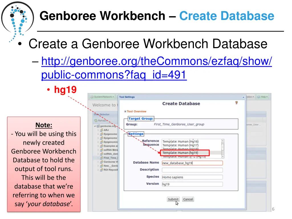 genboree workbench create database