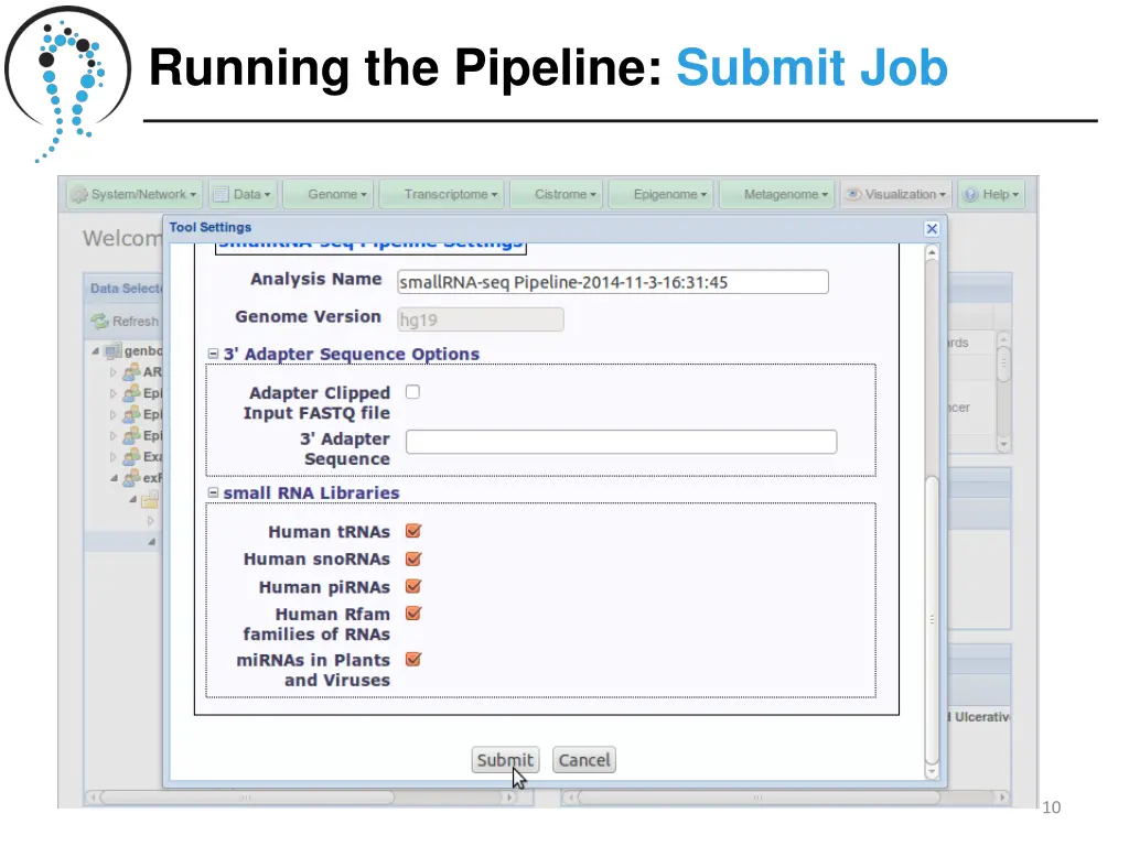running the pipeline submit job