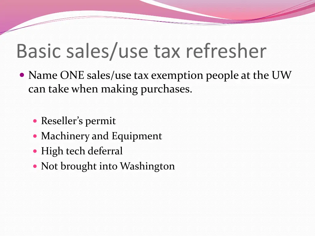 basic sales use tax refresher 1