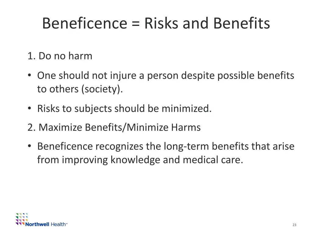 beneficence risks and benefits