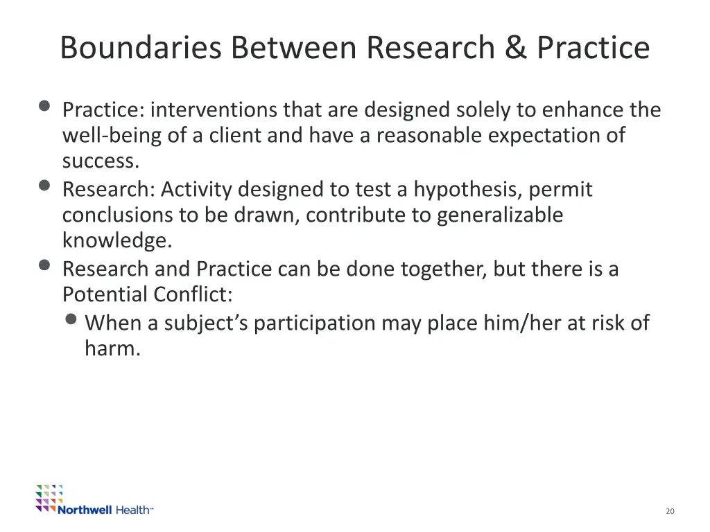 boundaries between research practice