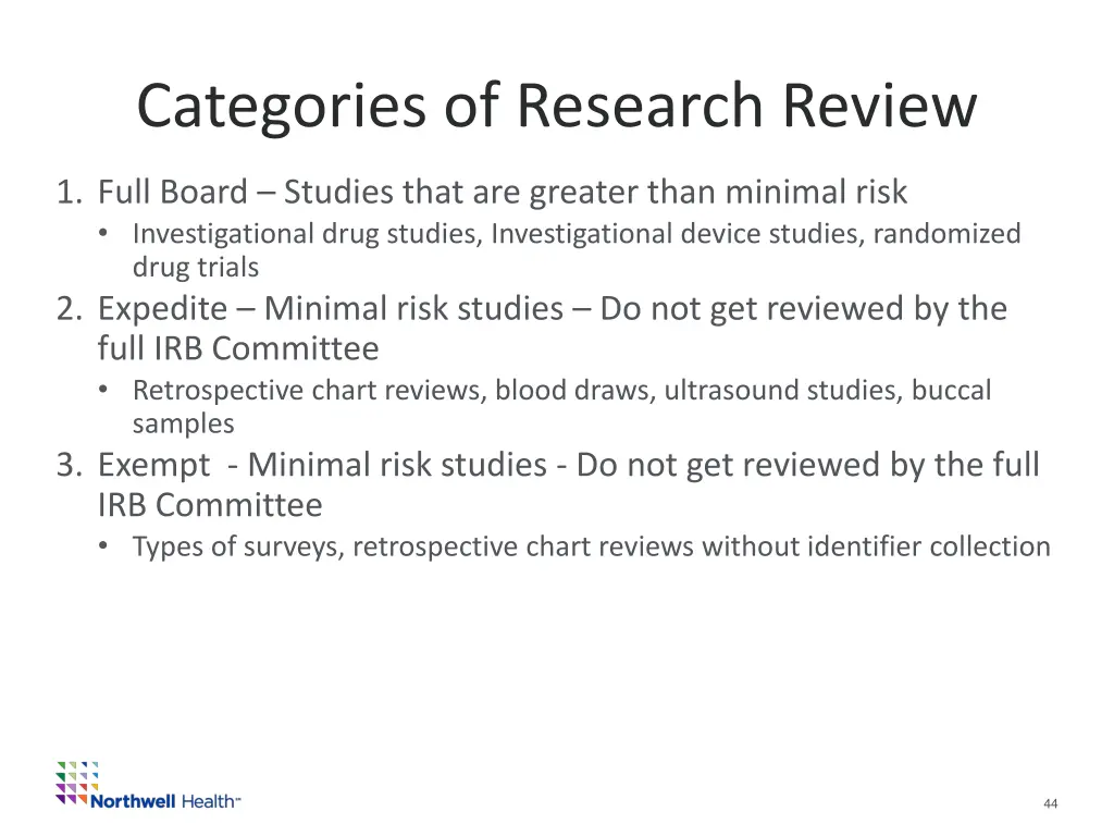 categories of research review