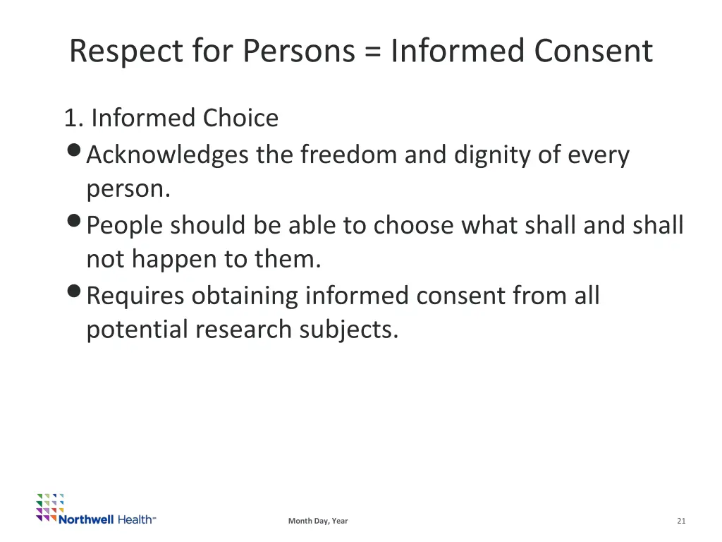 respect for persons informed consent