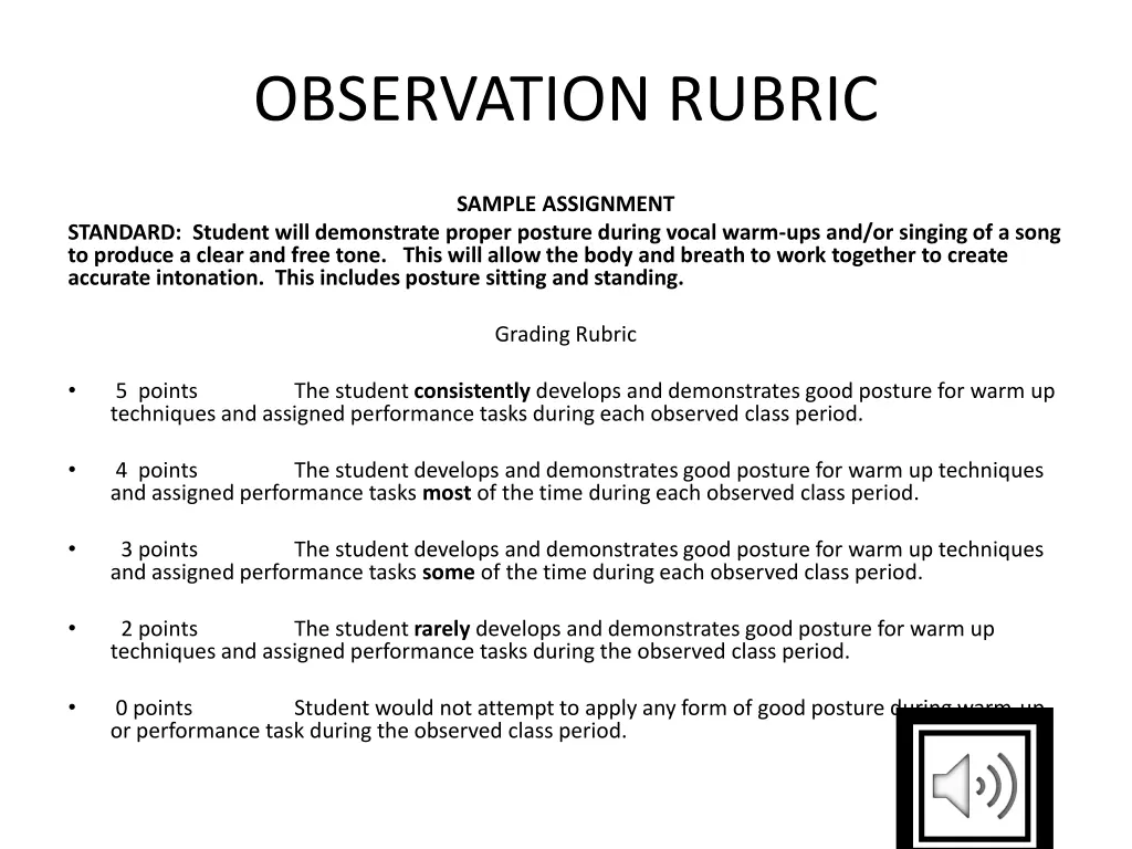 observation rubric