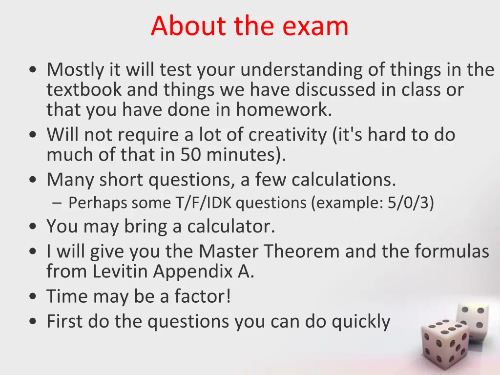 about the exam