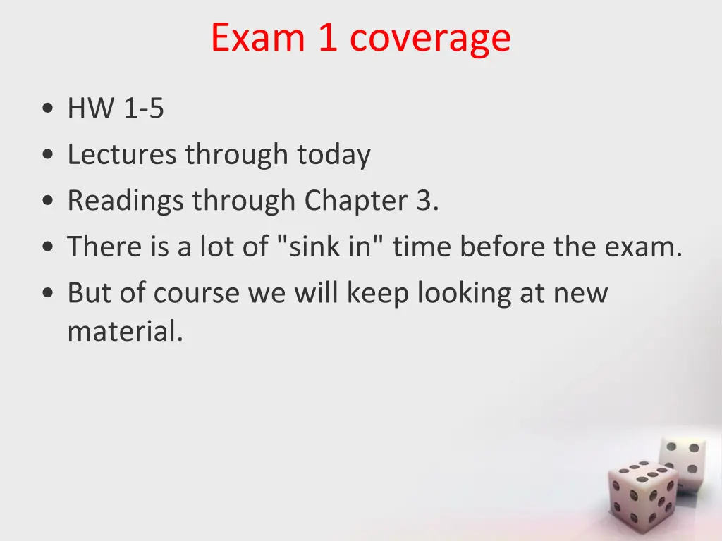exam 1 coverage