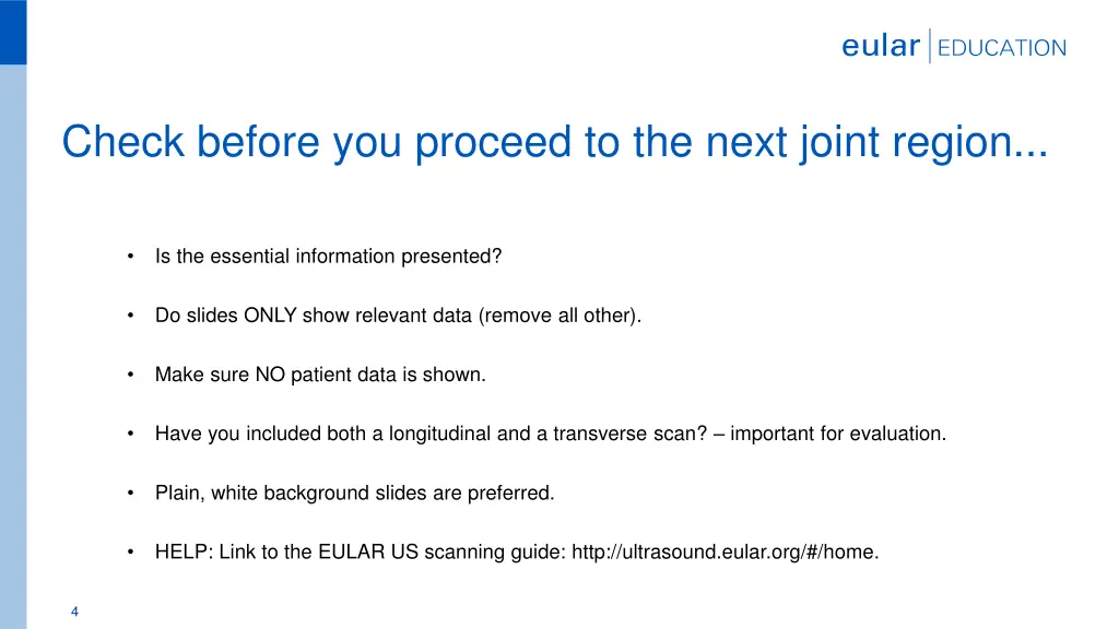 check before you proceed to the next joint region