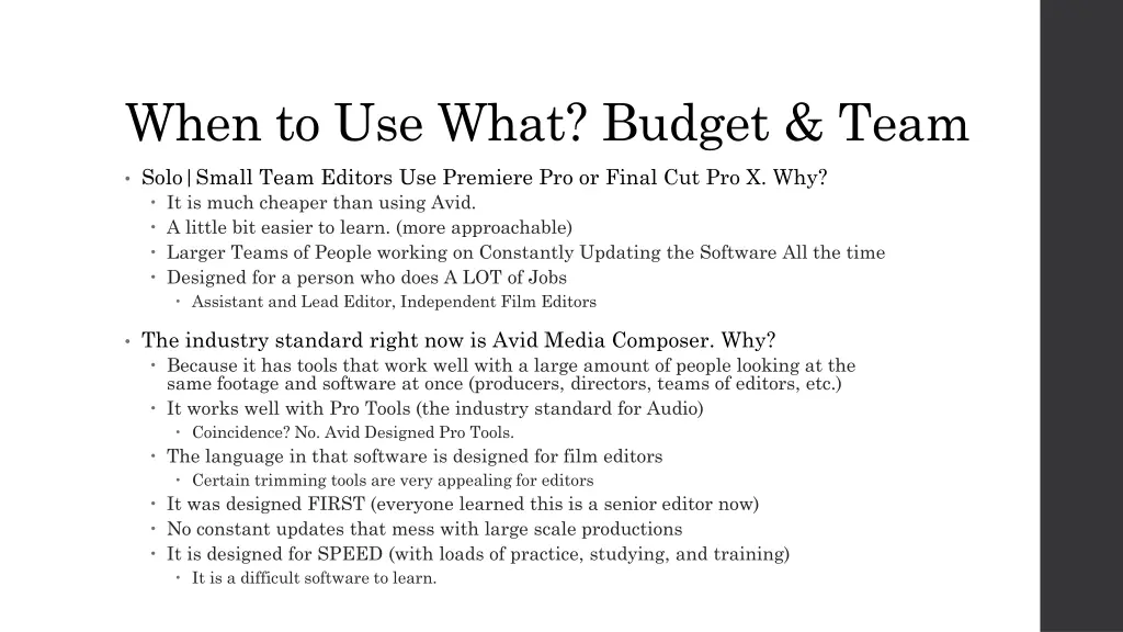 when to use what budget team