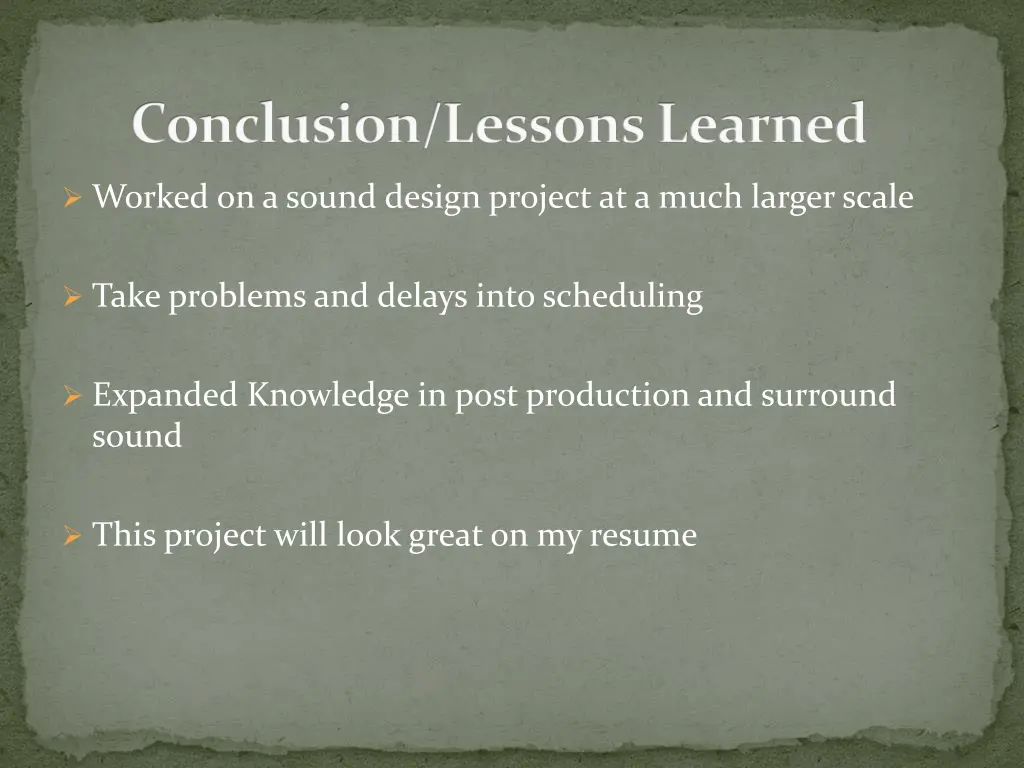 conclusion lessons learned