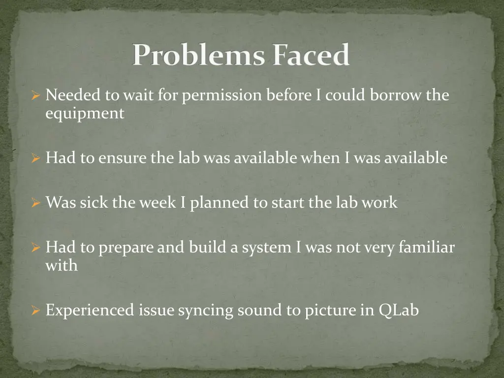 problems faced