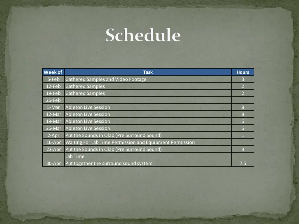schedule