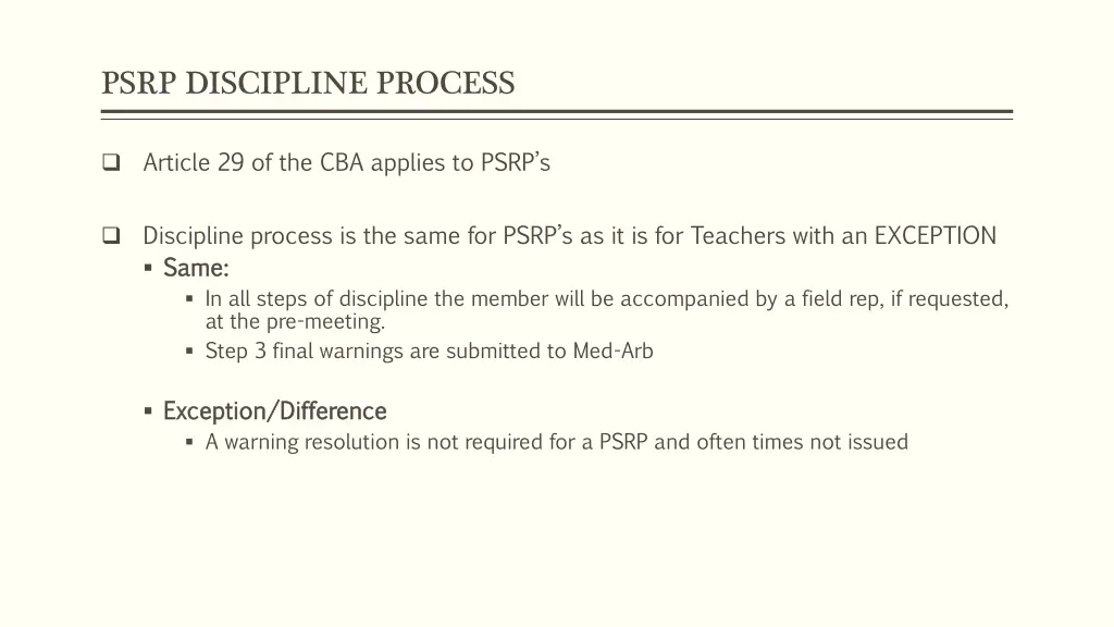 psrp discipline process