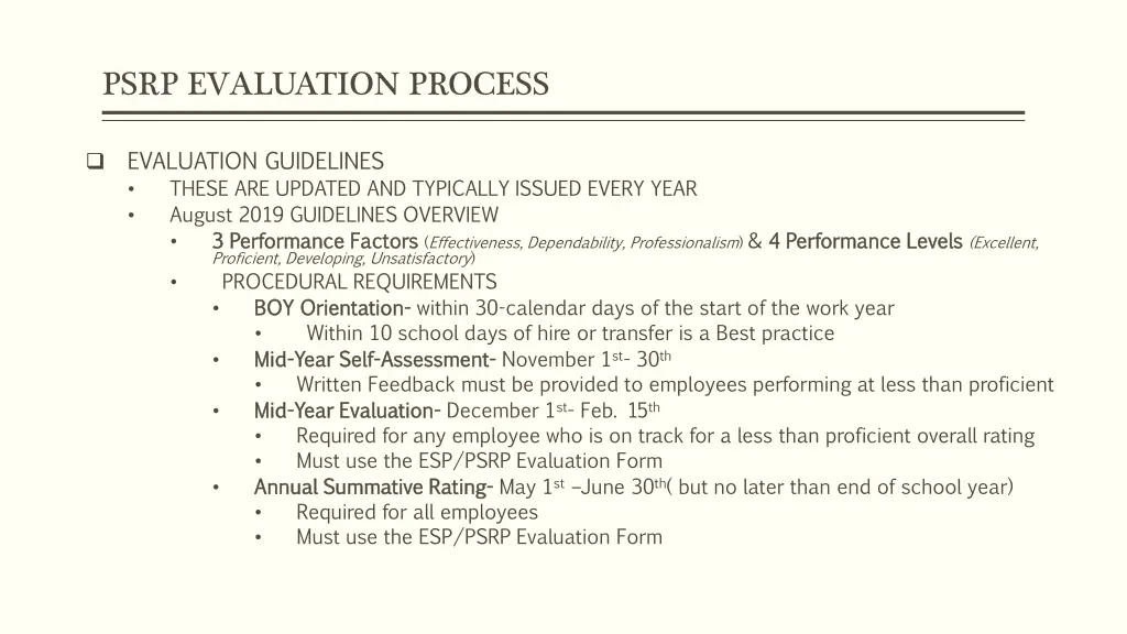 psrp evaluation process