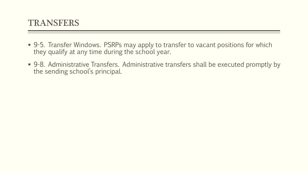 transfers