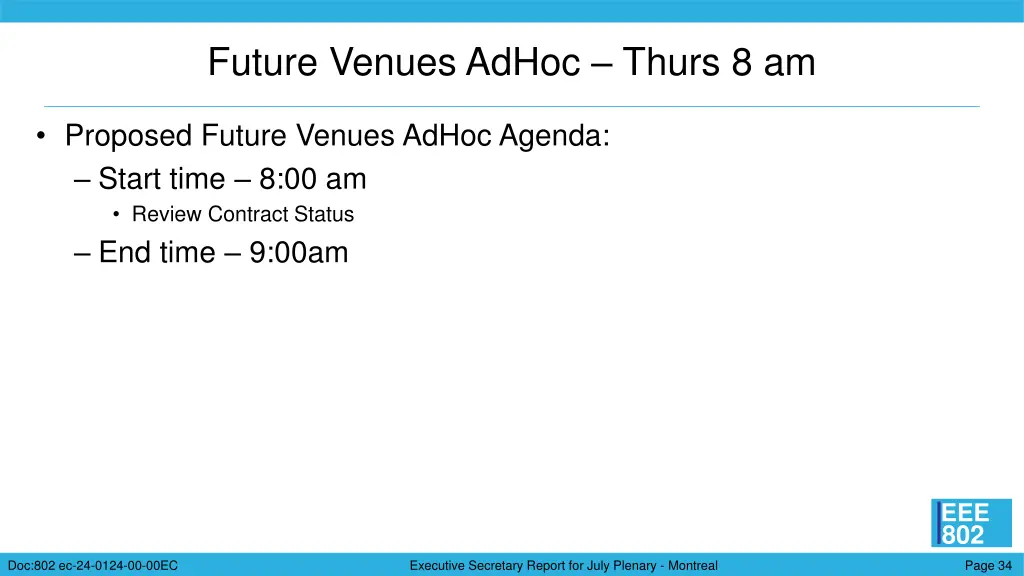 future venues adhoc thurs 8 am