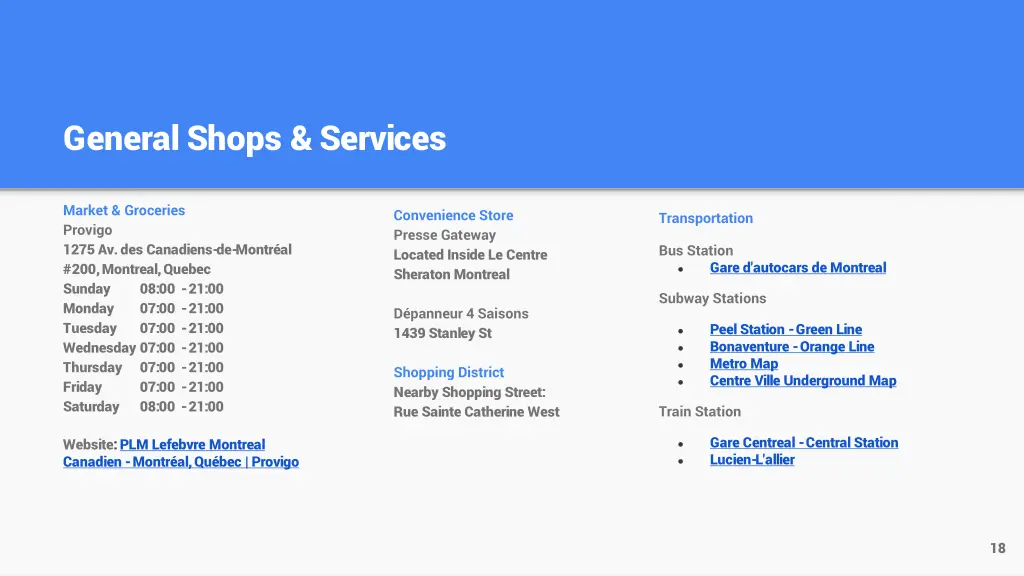 general shops services