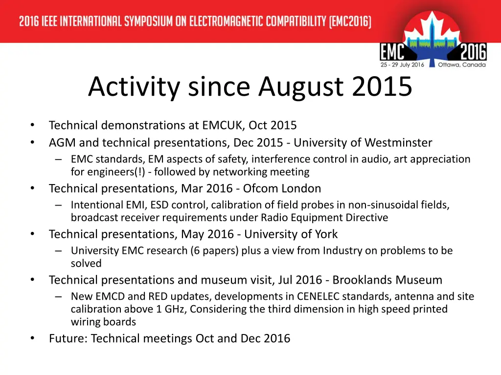 activity since august 2015