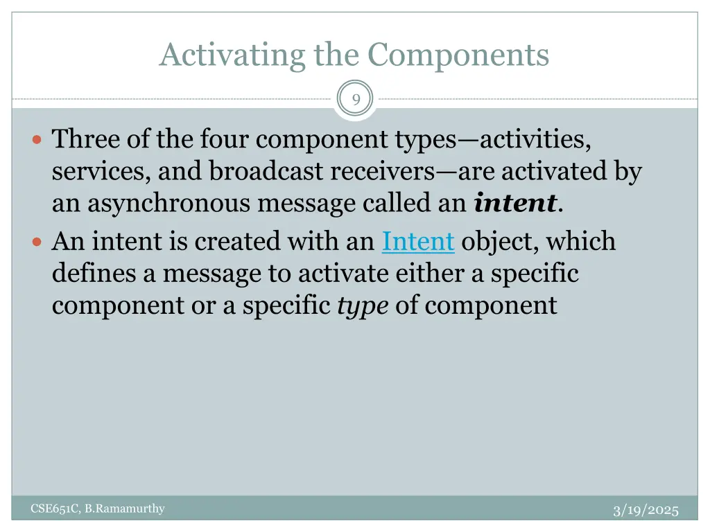 activating the components