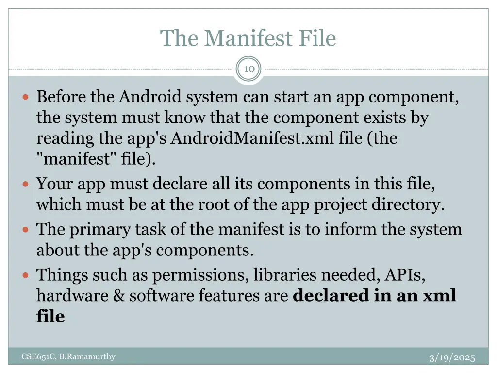 the manifest file