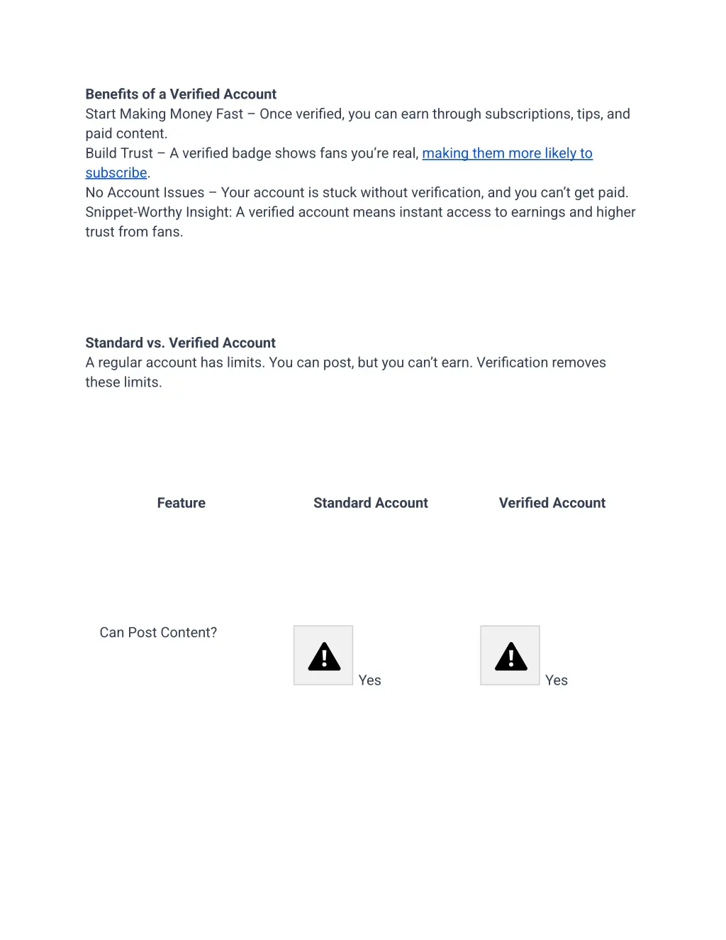 benefits of a verified account start making money
