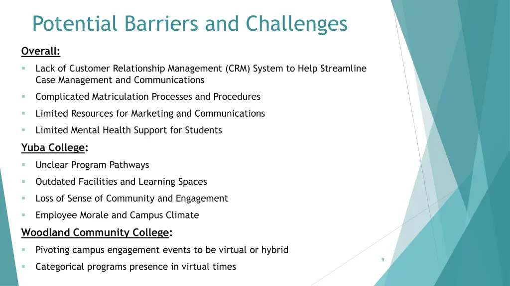 potential barriers and challenges