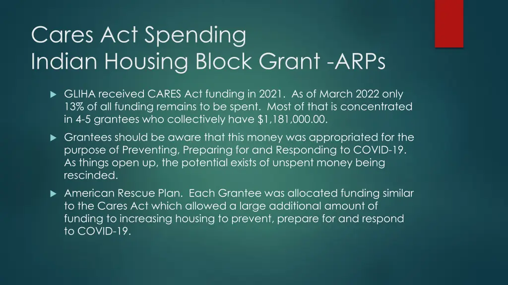 cares act spending indian housing block grant arps