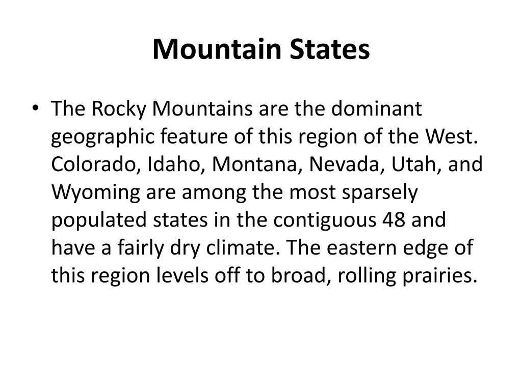 mountain states