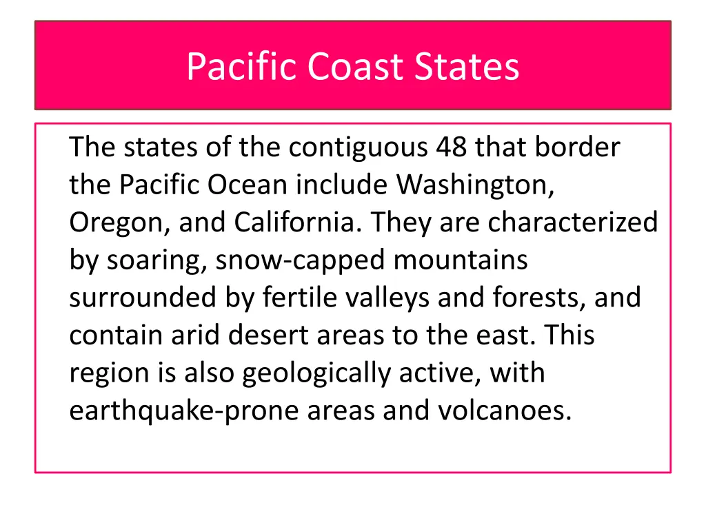 pacific coast states