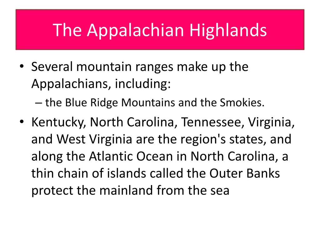the appalachian highlands