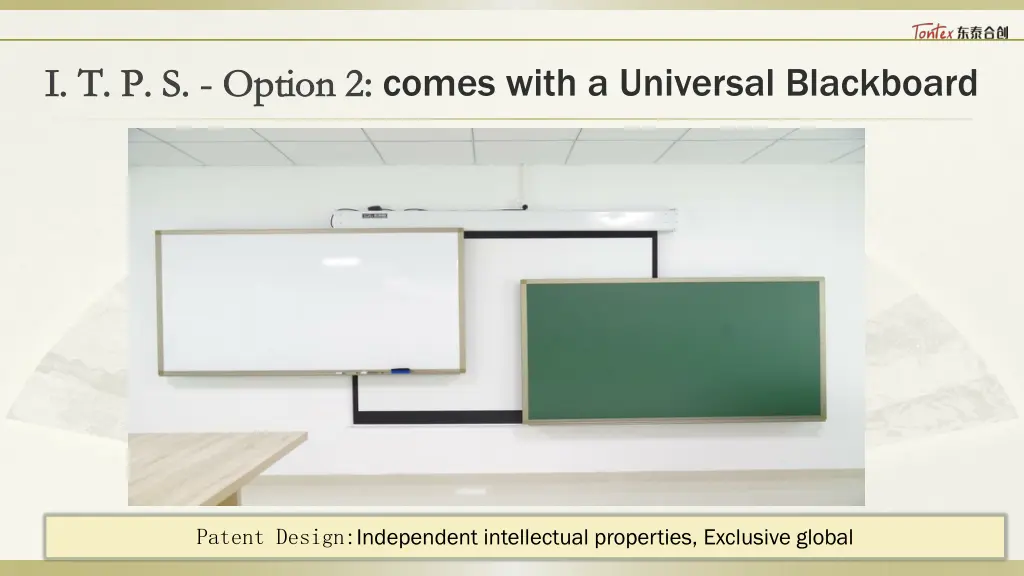 2 comes with a universal blackboard