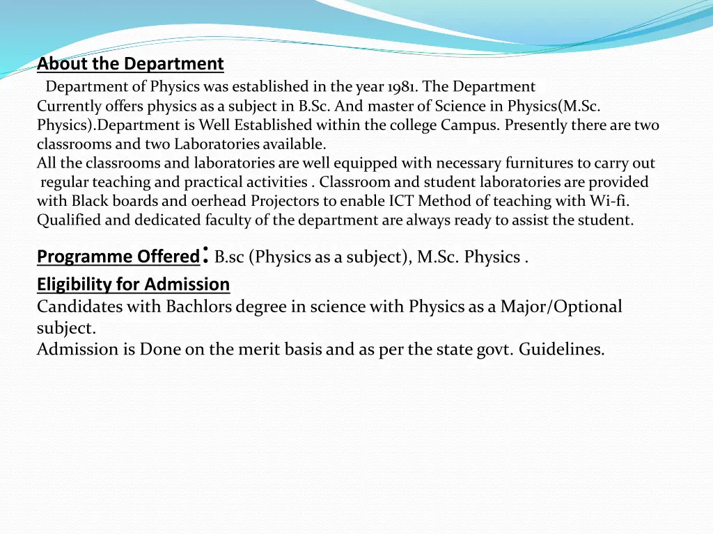 about the department department of physics