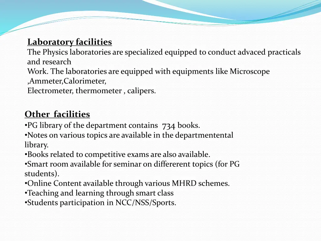 laboratory facilities the physics laboratories