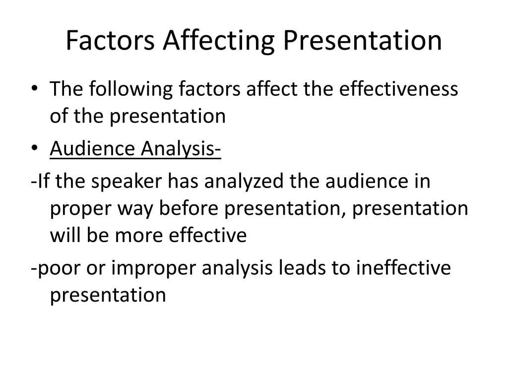 factors affecting presentation