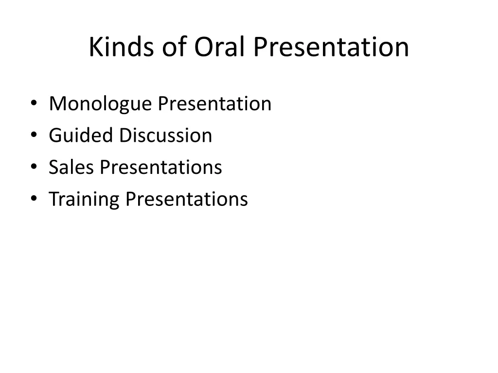 kinds of oral presentation