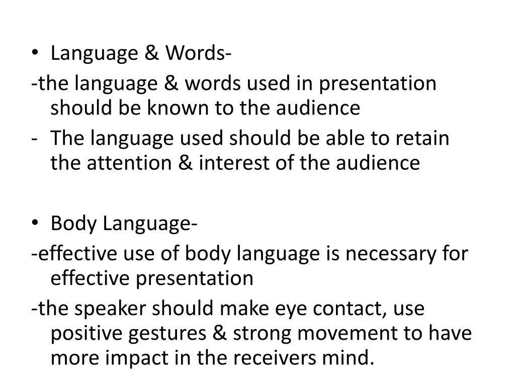 language words the language words used