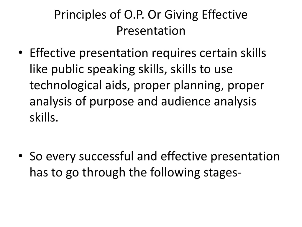 principles of o p or giving effective