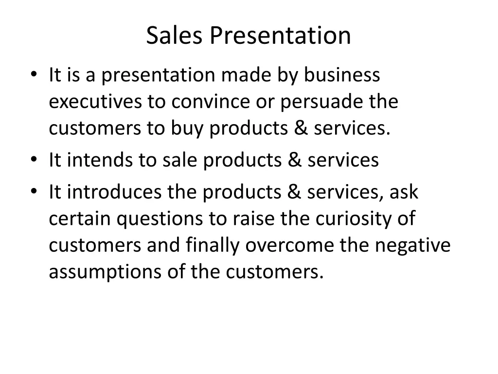 sales presentation