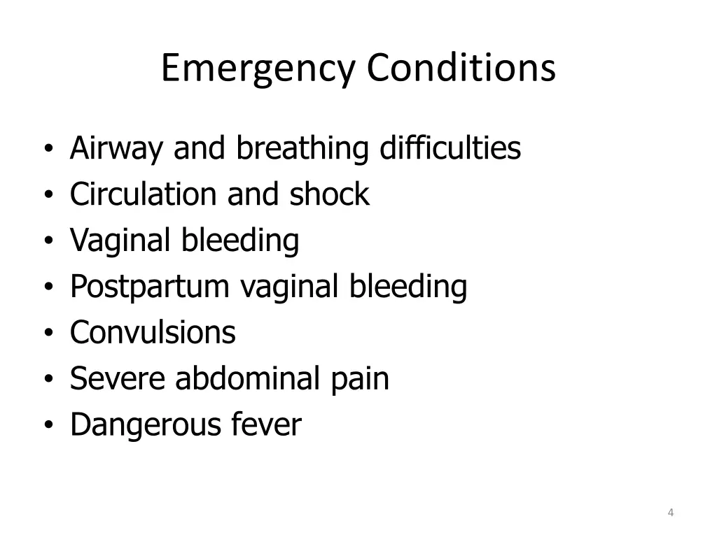 emergency conditions