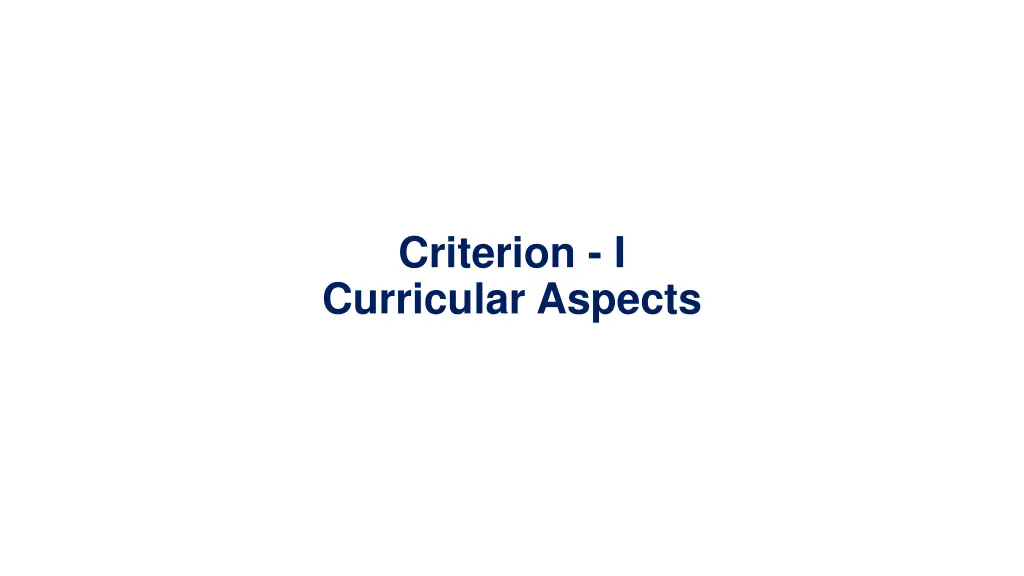 criterion i curricular aspects