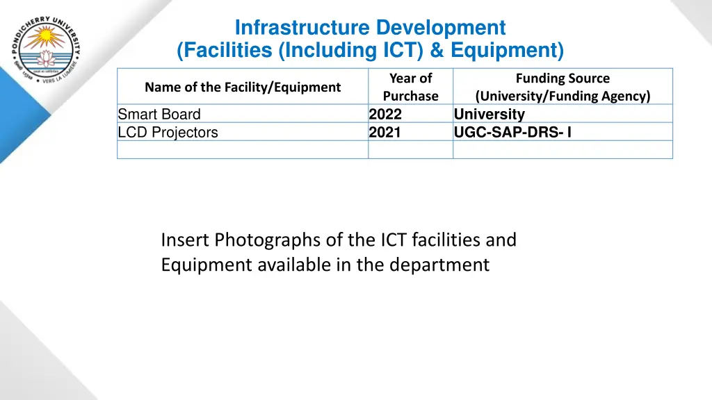 infrastructure development facilities including