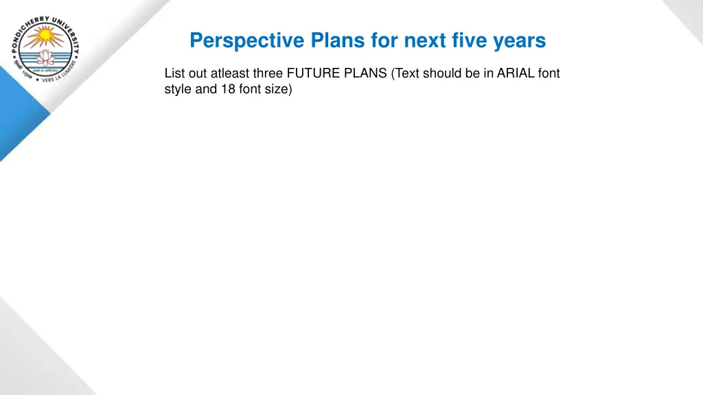 perspective plans for next five years