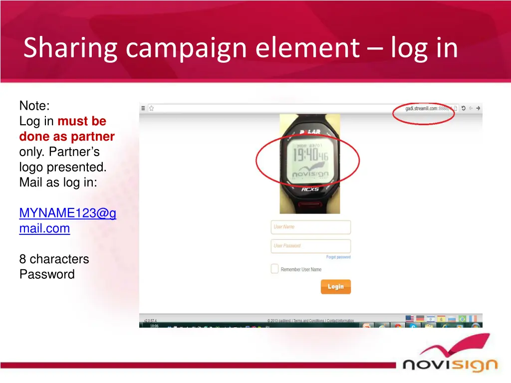 sharing campaign element log in