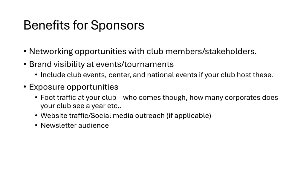 benefits for sponsors