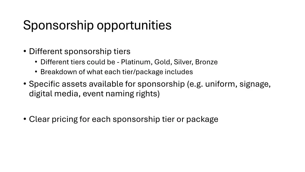 sponsorship opportunities