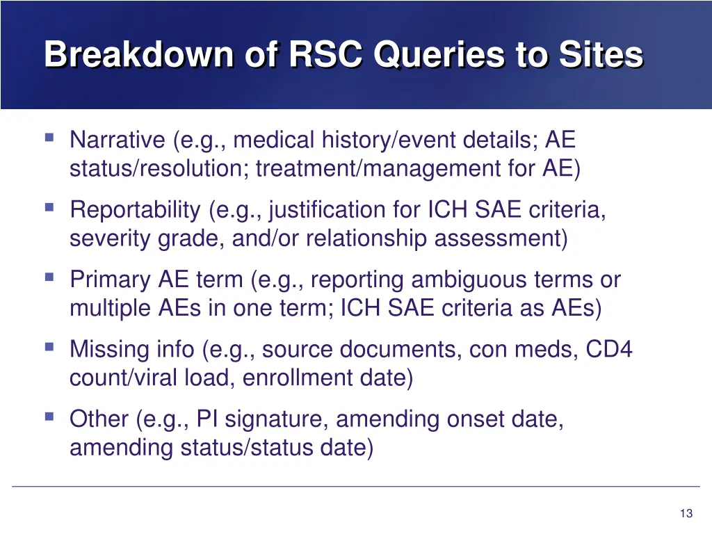 breakdown of rsc queries to sites